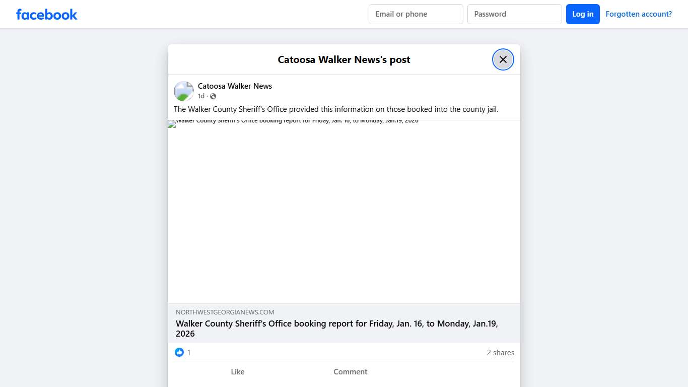 The Walker County Sheriff's Office... - Catoosa Walker News Facebook