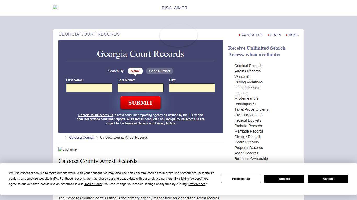 Catoosa County Arrest Records GeorgiaCourtRecords.us
